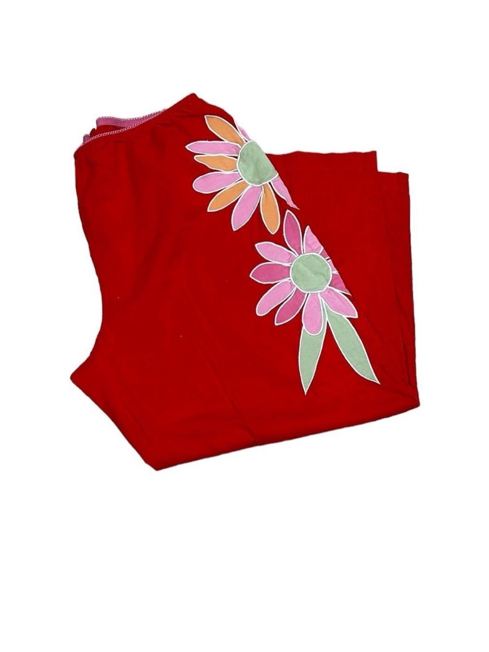 Victoria’s Secret Y2K  Cropped PJ Pajama Pant Red M Flower Applique'
